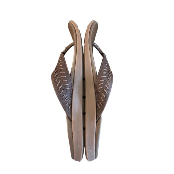 Chaco Jackson Leather Sandals Thongs Flip Flops Brown Mens Sz 9 Slip On Summer - Picture 7 of 8